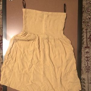 Strapless yellow mini dress